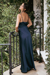 Anela Asymmetric Midi Dress - Navy