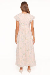 Angelica Midi Dress - Pastel Pink Floral