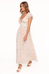 Angelica Midi Dress - Pastel Pink Floral