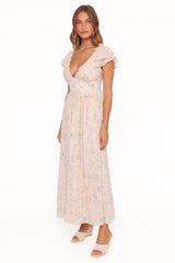 Angelica Midi Dress - Pastel Pink Floral