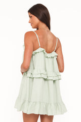 Angie Ruffle Mini Dress - Jade