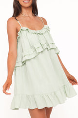 Angie Ruffle Mini Dress - Jade