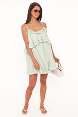 Angie Ruffle Mini Dress - Jade