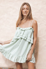 Angie Ruffle Mini Dress - Jade