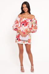 Annette Mini Dress - Orange Floral