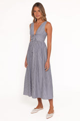 Annora Midi Dress - Navy Pinstripe
