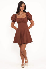 Anora Mini Dress - Cognac