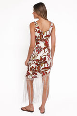 Aquarius Midi Dress - Brown Floral