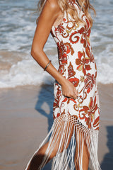Aquarius Midi Dress - Brown Floral