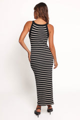Arabella Knit Dress - Black Beige Stripe