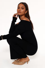 Archie Off the Shoulder Midi Dress - Black
