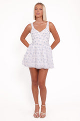 Arianne Mini Dress - White/Blue Floral