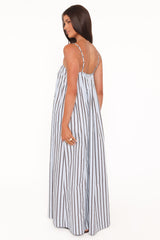 Arletta Maxi Dress - Blue/Brown Stripe