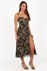 Arycia Midi Dress - Black Floral
