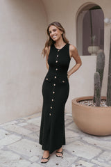 Aspen Button Up Knit Dress - Black