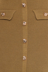 Aspen Button Up Knit Dress - Olive