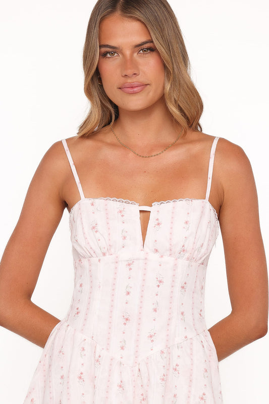 Athena Mini Dress - White Floral