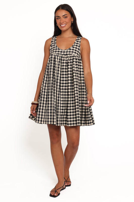 Atria Mini Dress - Black Cream Gingham