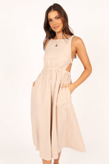 Aubrey Cutout Midi Dress - Beige