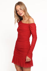 Austin Long Sleeve Mini Dress - Red
