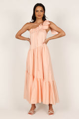 Ava One Shoulder Maxi Dress - Peach