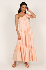 Ava One Shoulder Maxi Dress - Peach