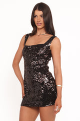 Awhina Mini Dress - Brown Sequin