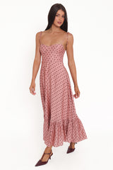 Ayana Midi Dress - Pink Polka Dot