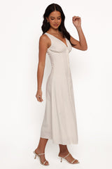 Barbara Midi Button Down Dress - White