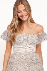 Belle Maxi Dress - Cream Polka Dot
