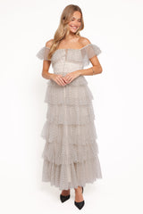 Belle Maxi Dress - Cream Polka Dot