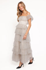 Belle Maxi Dress - Cream Polka Dot
