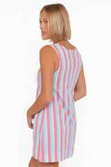 Benito Mini Dress - Aqua Pink Stripe