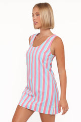 Benito Mini Dress - Aqua Pink Stripe