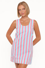 Benito Mini Dress - Aqua Pink Stripe