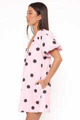 Bertine Mini Dress - Pink Polka Dot