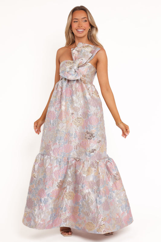 Betina Bow Front Maxi Dress - Pale Blue Floral