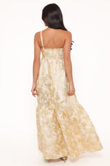 Betina Bow Front Maxi Dress - Yellow Brocade