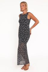 Brissa Maxi Dress - Black Floral