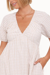 Cadhla Mini Dress - Beige Gingham