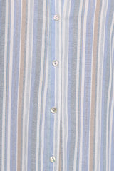 Caprice Long Sleeve Button Down Maxi Dress - Blue Stripe