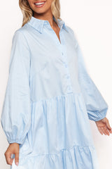 Carlotta Long Sleeve Mini Dress - Blue