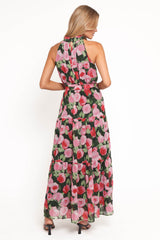 Caroline Maxi Halter Dress - Black Floral
