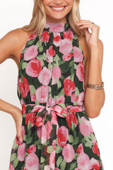 Caroline Maxi Halter Dress - Black Floral