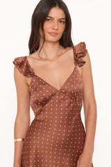 Cassinda Mini Dress - Brown Polka Dot