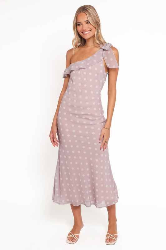 Celestine Maxi Dress - Lavender Polka Dot