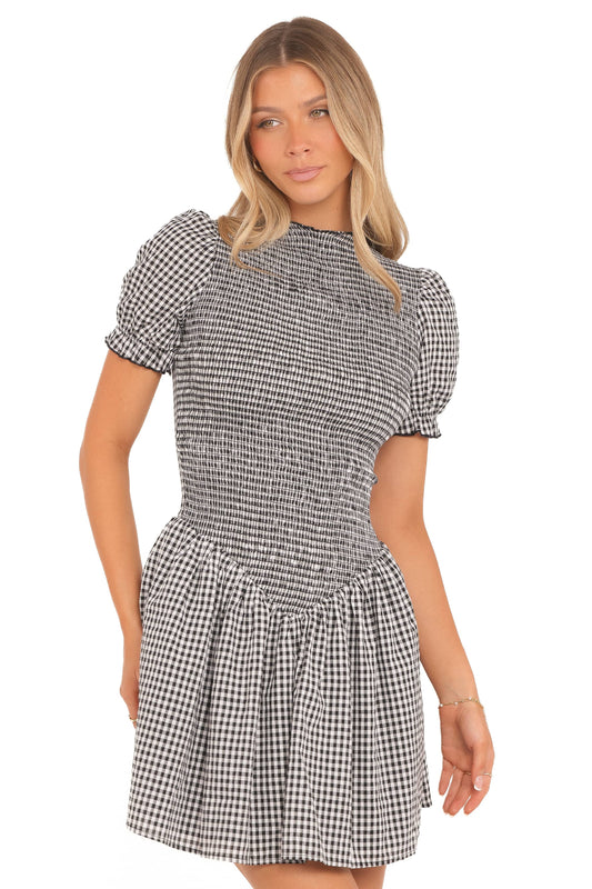 Celine Mini Dress - Black Gingham