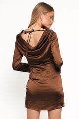 Chance Long Sleeve Mini Dress - Brown