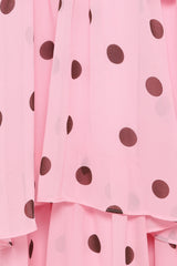 Chasity Halterneck Maxi Dress - Pink Polka Dot