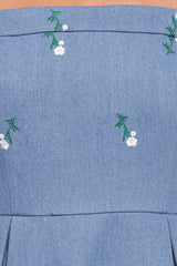 Chelsea Embroidered Midi Dress - Med Denim
